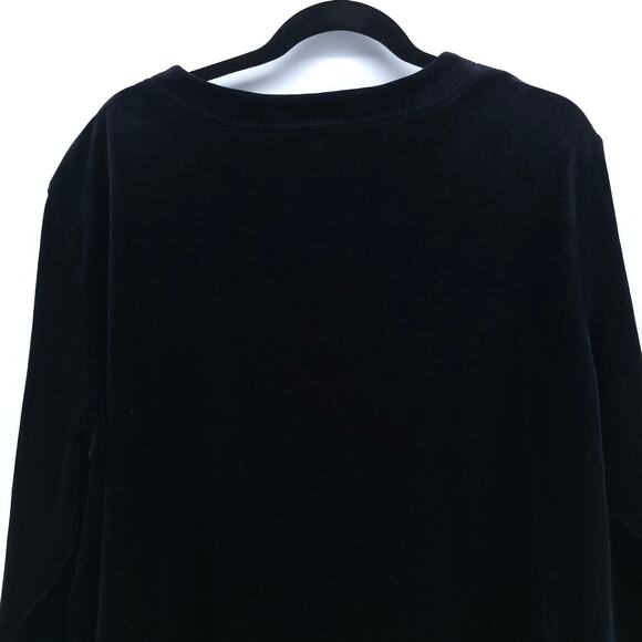 Hot Cotton Vintage Black Velvet Floral Embroidery Gothcore Witchy Button Cardi L - Picture 9 of 14